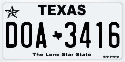 TX license plate DOA3416