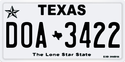TX license plate DOA3422
