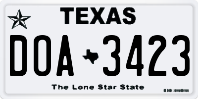 TX license plate DOA3423