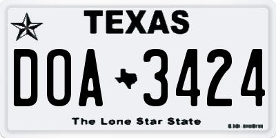 TX license plate DOA3424