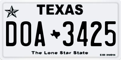 TX license plate DOA3425