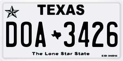 TX license plate DOA3426