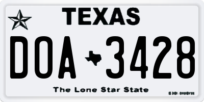 TX license plate DOA3428
