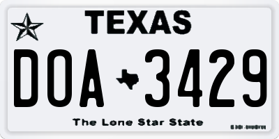 TX license plate DOA3429