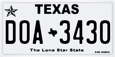 TX license plate DOA3430