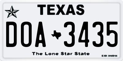 TX license plate DOA3435