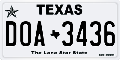 TX license plate DOA3436