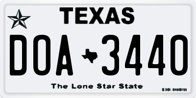 TX license plate DOA3440