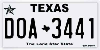 TX license plate DOA3441