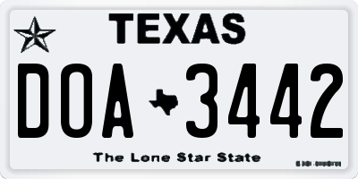 TX license plate DOA3442