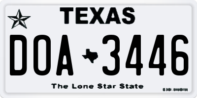 TX license plate DOA3446
