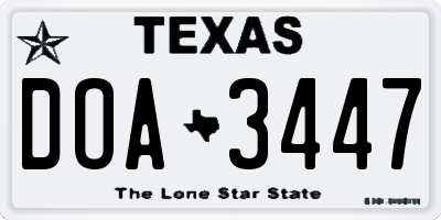 TX license plate DOA3447