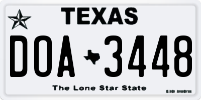 TX license plate DOA3448
