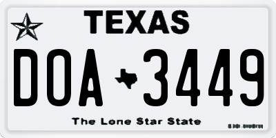 TX license plate DOA3449