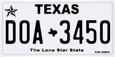 TX license plate DOA3450