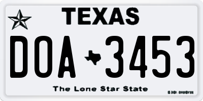 TX license plate DOA3453