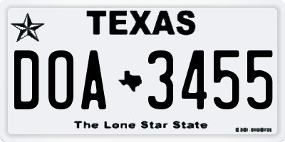 TX license plate DOA3455