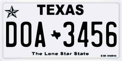 TX license plate DOA3456