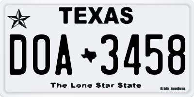 TX license plate DOA3458