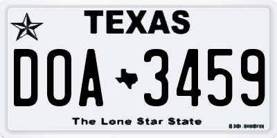 TX license plate DOA3459