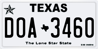 TX license plate DOA3460