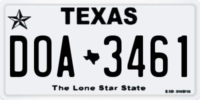 TX license plate DOA3461