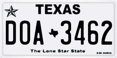 TX license plate DOA3462