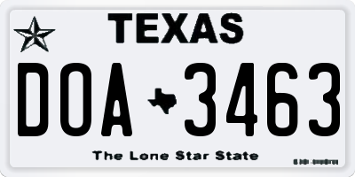 TX license plate DOA3463