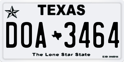 TX license plate DOA3464