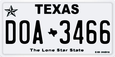 TX license plate DOA3466