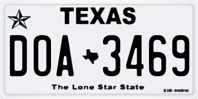 TX license plate DOA3469