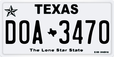 TX license plate DOA3470