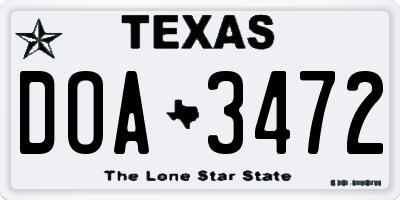 TX license plate DOA3472