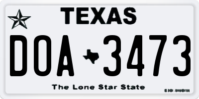TX license plate DOA3473