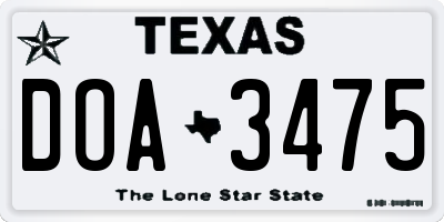 TX license plate DOA3475