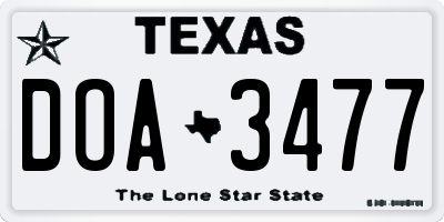TX license plate DOA3477