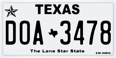 TX license plate DOA3478