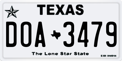 TX license plate DOA3479