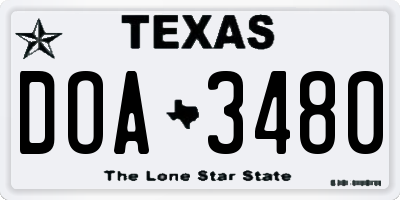 TX license plate DOA3480