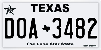 TX license plate DOA3482