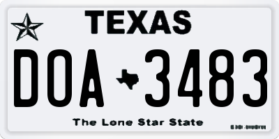 TX license plate DOA3483