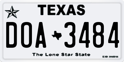 TX license plate DOA3484