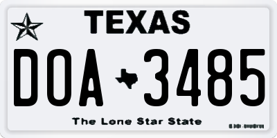 TX license plate DOA3485