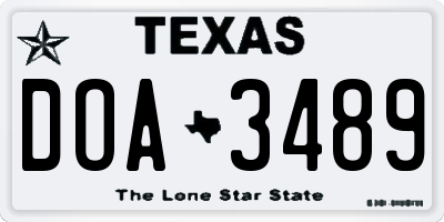 TX license plate DOA3489