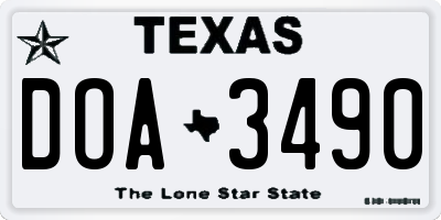TX license plate DOA3490