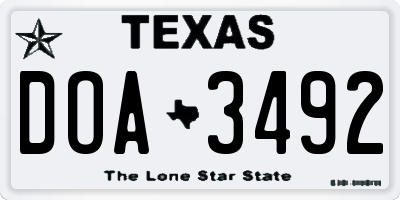 TX license plate DOA3492