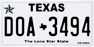 TX license plate DOA3494