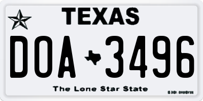 TX license plate DOA3496