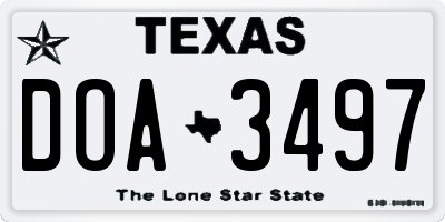 TX license plate DOA3497