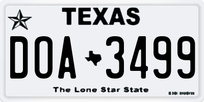 TX license plate DOA3499